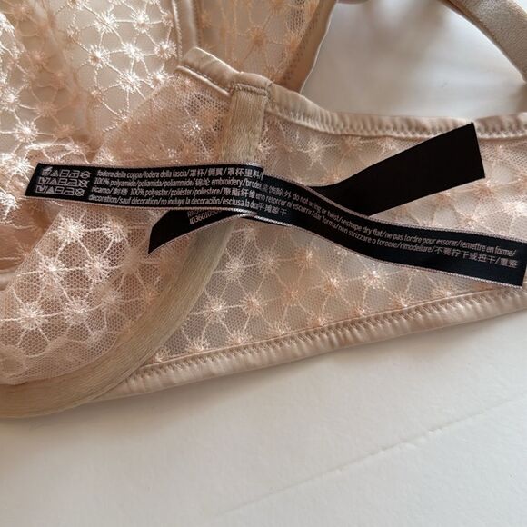 VICTORIA'S SECRET LACE UNDERWIRE BRA CREAM BEIGE OFF-WHITE SIZE 32DD FRONT CLOSE - Picture 4 of 8